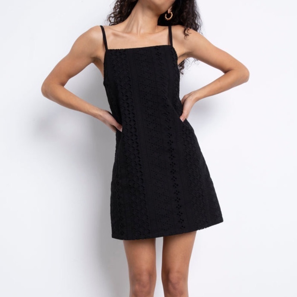 Nwt Sanctuary 90s Mini Dress Square Neck Sleeveless Eyelet Black Sz 6